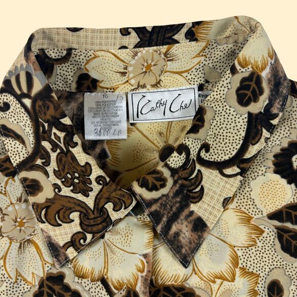 1990s abstract blouse by Kathy Che, size 16 vintage animal print short sleeve - Picture 4 of 5